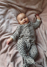 Load image into Gallery viewer, Another Fox - Dot Terry Towelling Baby Footed Onesie - Stone/Black
